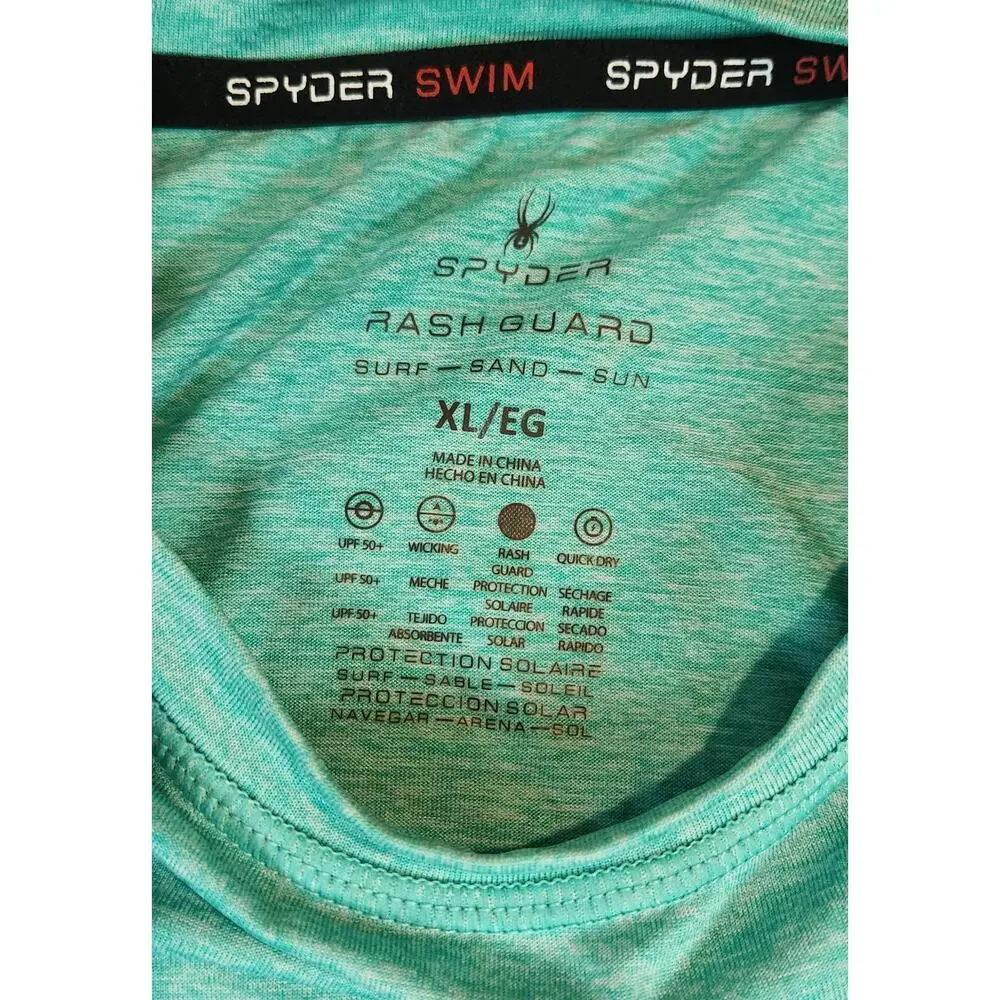 Spyder Swim Men’s XL Rash Guard UPF 50+ Long Sleeve Aqua Quick Dry